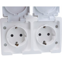 Блок: розетка + розетка с заземлением, с защитными шторками, с крышкой IP-54, белый UNIVersal Аллегро 5562951