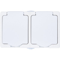 Блок: розетка + розетка с заземлением, с защитными шторками, с крышкой IP-54, белый UNIVersal Аллегро 5562951