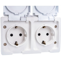 Блок: розетка + розетка с заземлением, с защитными шторками, с крышкой IP-54, белый UNIVersal Аллегро 5562951