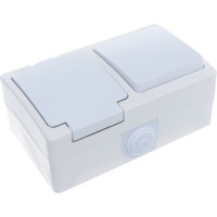 Блок: одноклавишный выключатель + розетка с заземлением, с защитными шторками, с крышкой IP-54, белый UNIVersal Аллегро 5562968