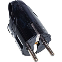 Угловая вилка с ушком, с/з, черная 16А 250В UNIVersal А0112