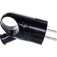 Угловая вилка с ушком, с/з, черная 16А 250В UNIVersal А0112