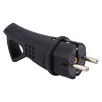 Угловая однофазная вилка с ушком, каучук UNIVersal 0003