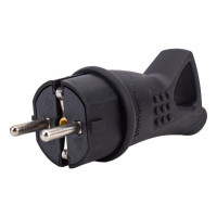 Угловая однофазная вилка с ушком, каучук UNIVersal 0003