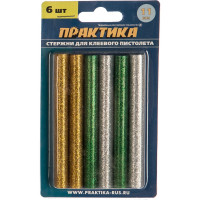 Клей для клеевого пистолета цветной (6 шт; 11х100 мм; 3 цвета) ПРАКТИКА 649-356