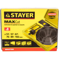 Набор кольцевых коронок по дереву MASTER (8 шт; 51-102 мм) STAYER 29600-H8