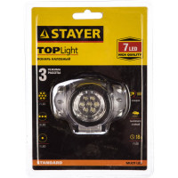 Налобный светодиодный фонарь STAYER STANDARD 7LED, 3 режима, 3ААА 56572