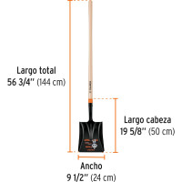 Совковая лопата TRUPER удлиненный воротник, черенок деревянный -американский ясень 17176