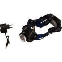 Налобный аккумуляторный фонарь Ultraflash E150 220В, черный, CREE 3Вт, фокус, 2 аккум. 18650, 3 режима 12188