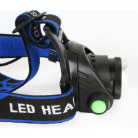 Налобный аккумуляторный фонарь Ultraflash E150 220В, черный, CREE 3Вт, фокус, 2 аккум. 18650, 3 режима 12188