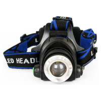 Налобный аккумуляторный фонарь Ultraflash E150 220В, черный, CREE 3Вт, фокус, 2 аккум. 18650, 3 режима 12188