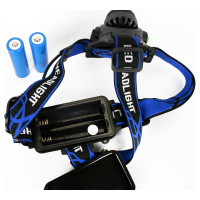 Налобный аккумуляторный фонарь Ultraflash E150 220В, черный, CREE 3Вт, фокус, 2 аккум. 18650, 3 режима 12188