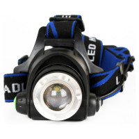 Налобный аккумуляторный фонарь Ultraflash E150 220В, черный, CREE 3Вт, фокус, 2 аккум. 18650, 3 режима 12188