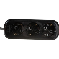 Сетевой удлинитель, черный У3-Е-05 3-местный с з/к, 250В, 16А, 5м LUX 4606400418986