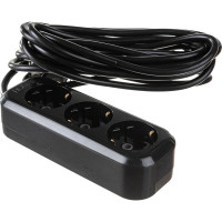 Сетевой удлинитель, черный У3-Е-05 3-местный с з/к, 250В, 16А, 5м LUX 4606400418986