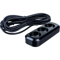 Сетевой удлинитель, черный У3-О-05 3-местный б/з, 250В, 10А, 5м LUX 4606400418955