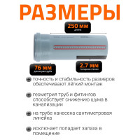 Труба однораструбная канализационная HTEM 110х250 Ostendorf 115010