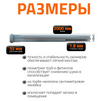 Труба однораструбная канализационная HTEM 40х2000 Ostendorf 111060