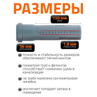 Труба однораструбная канализационная HTEM 50х150 Ostendorf 112000