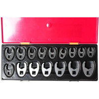 Набор односторонних разрезных ключей 3/8" 10-19мм, 1/2" 21-27мм в кейсе 16шт JTC-K6161