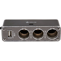 Прикуриватель-разветвитель Airline на 3 гнезда + USB черный ASP-3U-07