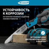 Пила по дереву GROSS PIRANHA складная, для кэмп.и сада, 150 мм, 9-10TPI, зуб 3D, подкал.зуб, 2-ком.рук. 23616