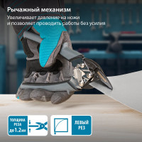 Ножницы по металлу GROSS PIRANHA 185 мм, прямой и левый рез, сталь - СrM, двухкомпонентные рукоятки 78359