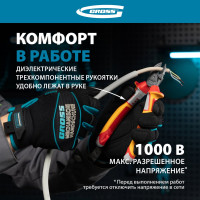 Бокорезы GROSS 180 мм, трехкомпонентные диэлектрические рукоятки, до 1000 В 17582