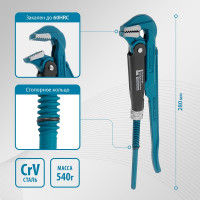 Трубный рычажный ключ GROSS №0, 3/4", цельнокованый, CrV, тип L 15600