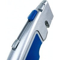 Технический нож, трапециевидные лезвия 19мм 6шт, металлический корпус, быстрая смена лезвия КОБАЛЬТ 242-076