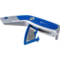 Нож технический, трапециевидные лезвия 19мм 3шт, металлический корпус, быстрая смена лезвия КОБАЛЬТ Дельфин 242-090