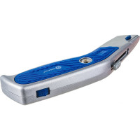 Нож технический, трапециевидные лезвия 19мм 3шт, металлический корпус, быстрая смена лезвия КОБАЛЬТ Дельфин 242-090