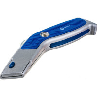 Нож технический, трапециевидные лезвия 19мм 3шт, металлический корпус, быстрая смена лезвия КОБАЛЬТ Дельфин 242-090