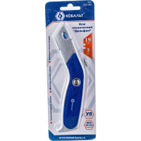 Нож технический, трапециевидные лезвия 19мм 3шт, металлический корпус, быстрая смена лезвия КОБАЛЬТ Дельфин 242-090