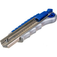 Технический нож, лезвия 18мм 6шт, металлический корпус, автостоп, доп.фиксатор КОБАЛЬТ 242-113