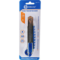 Технический нож, лезвия 18мм 6шт, металлический корпус, автостоп, доп.фиксатор КОБАЛЬТ 242-113