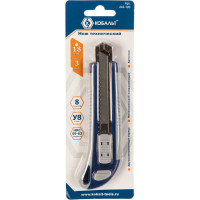 Технический нож, лезвия 18мм 3шт, двухкомпонентный корпус, металлическая направляющая, автостоп КОБАЛЬТ 242-120