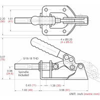 Шатунный зажим с прямым ходом, усилие 136кг, ход 32мм WOODWORK GH-302-FM