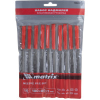 Набор надфилей MATRIX 180x5 мм, пластиковые рукоятки, 10 шт. 15824