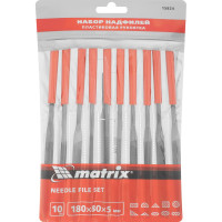 Набор надфилей MATRIX 180x5 мм, пластиковые рукоятки, 10 шт. 15824