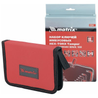 Набор коротких имбусовых ключей MATRIX HEX-TORX HEX 1.5–10 мм, T10-T50, CrV, сатинирование, 18 шт. 12314