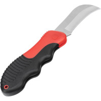 Складной нож электрика, изогнутое лезвие, эргономичная двухкомпонентная рукоятка MATRIX 78986