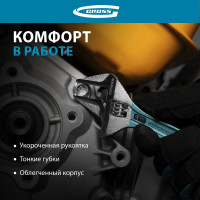 Разводной ключ 120мм, CrV, укороченная ручка GROSS 15564