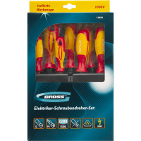 Набор диэлектрических отверток до 1000В, тестер, CrMo, двухкомпонентные рукоятки 8шт GROSS 12950