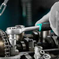 Набор торцевых головок, 1/4", головки 4-13 мм, с трещоточным ключом, CrV, 11шт STELS 14125