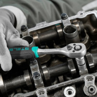 Набор торцевых головок, 1/4", головки 4-13 мм, с трещоточным ключом, CrV, 11шт STELS 14125