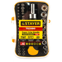 Реверсивная отвертка с битами и торцевыми головками 46шт STAYER MASTER ТECHNO 25084-H46