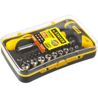 Набор: реверсивная отвертка, Т-образная отвертка-битодержатель, адаптер для торцевых головок, 43шт STAYER MASTER ТECHNO 25084-H43