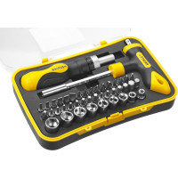 Набор: реверсивная отвертка, Т-образная отвертка-битодержатель, адаптер для торцевых головок, 43шт STAYER MASTER ТECHNO 25084-H43