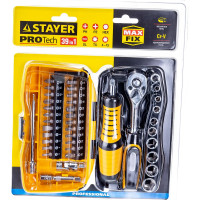 Биты и торцовые головки с трещоткой и воротком 39шт STAYER PROFI 25135-H39